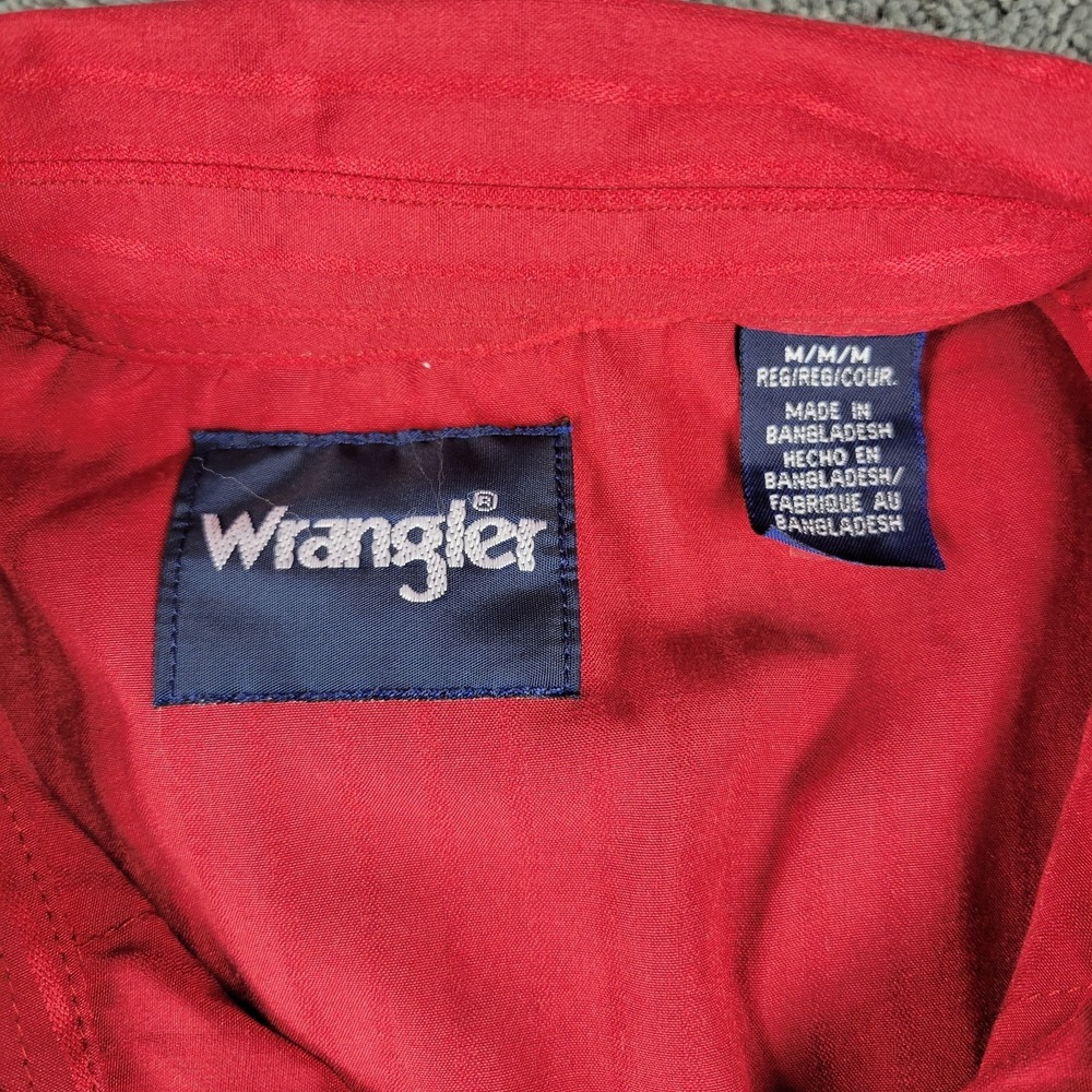 Wrangler Shirt Mens M Red Striped Pearl Snap Long Sleeve Western Cowboy - Picture 5 of 7
